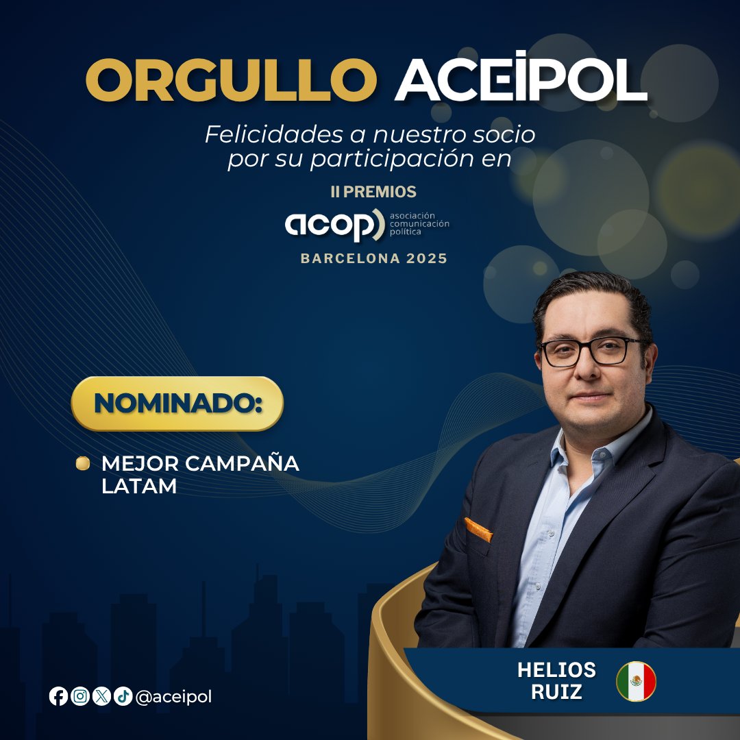 Nuestro presidente <a href="/HeliosRE/">Helios Ruiz Esparza</a> sigue dejando huella en la comunicación política. 🏆

¡Felicitaciones por tu reconocimiento en los II Premios <a href="/compolitica/">ACOP</a>! 👏 #OrgulloACEIPOL