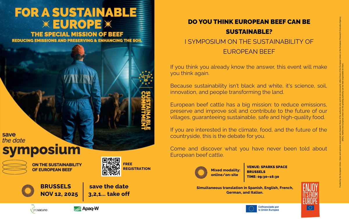 fleroy1974's tweet photo. On November 12, the First Symposium on the Sustainability of European Beef Cattle will be held in Brussels. A meeting that will address sustainability in its three dimensions: economic, social &amp; environmental.

Free event, but you'll need to register here: https://t.co/m5sxuejeLM https://t.co/IAZXyomOJs
