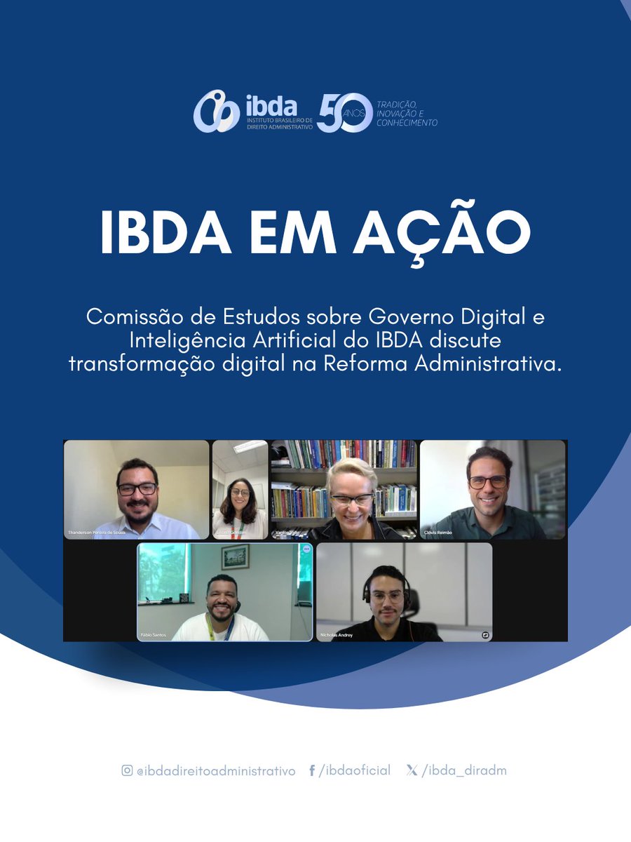 ibda_diradm's tweet image. A Comissão de Governo Digital e IA do IBDA debateu o eixo de transformação digital na Reforma Administrativa, reforçando o compromisso do Instituto com uma gestão pública mais moderna, transparente e tecnológica. #IBDA #GovernoDigital