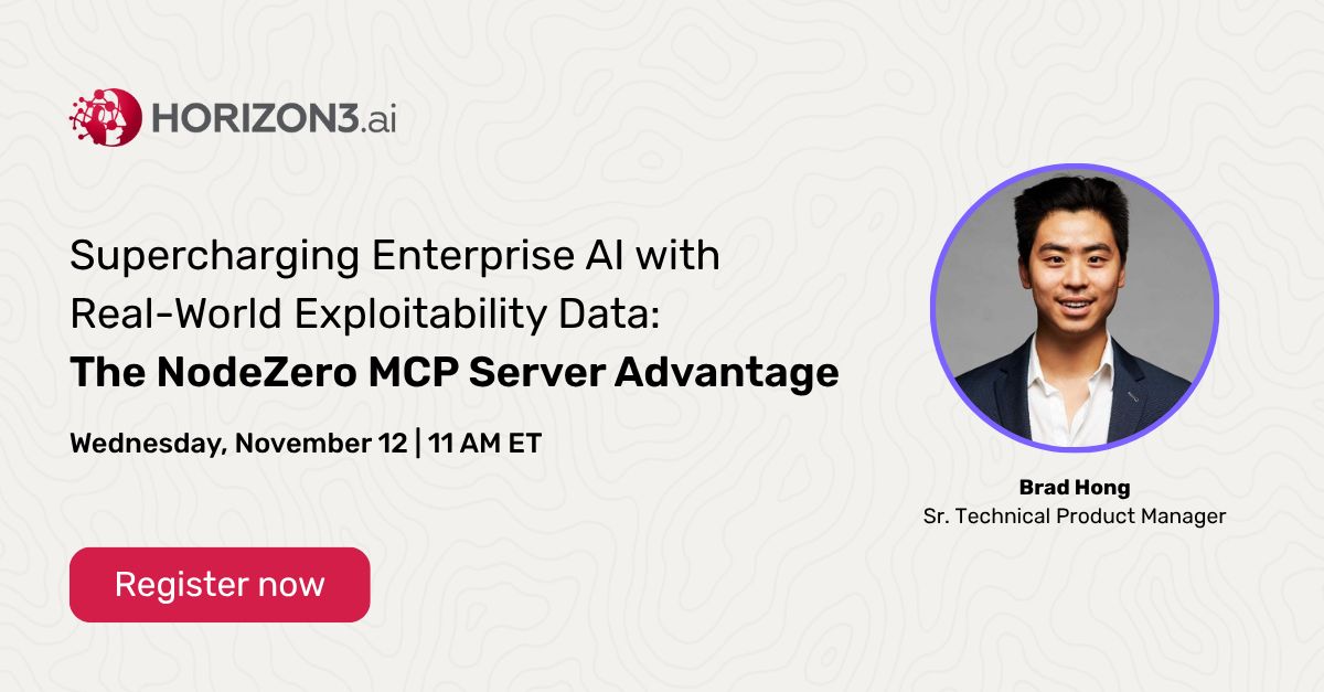 Big things are coming! On November 12, Horizon3.ai Sr. Technical Product Manager Brad Hong will go deep on how the #NodeZero MCP Server is transforming how organizations operationalize autonomous security.

You'll learn how to: 
⚡ Leverage NodeZero findings to feed