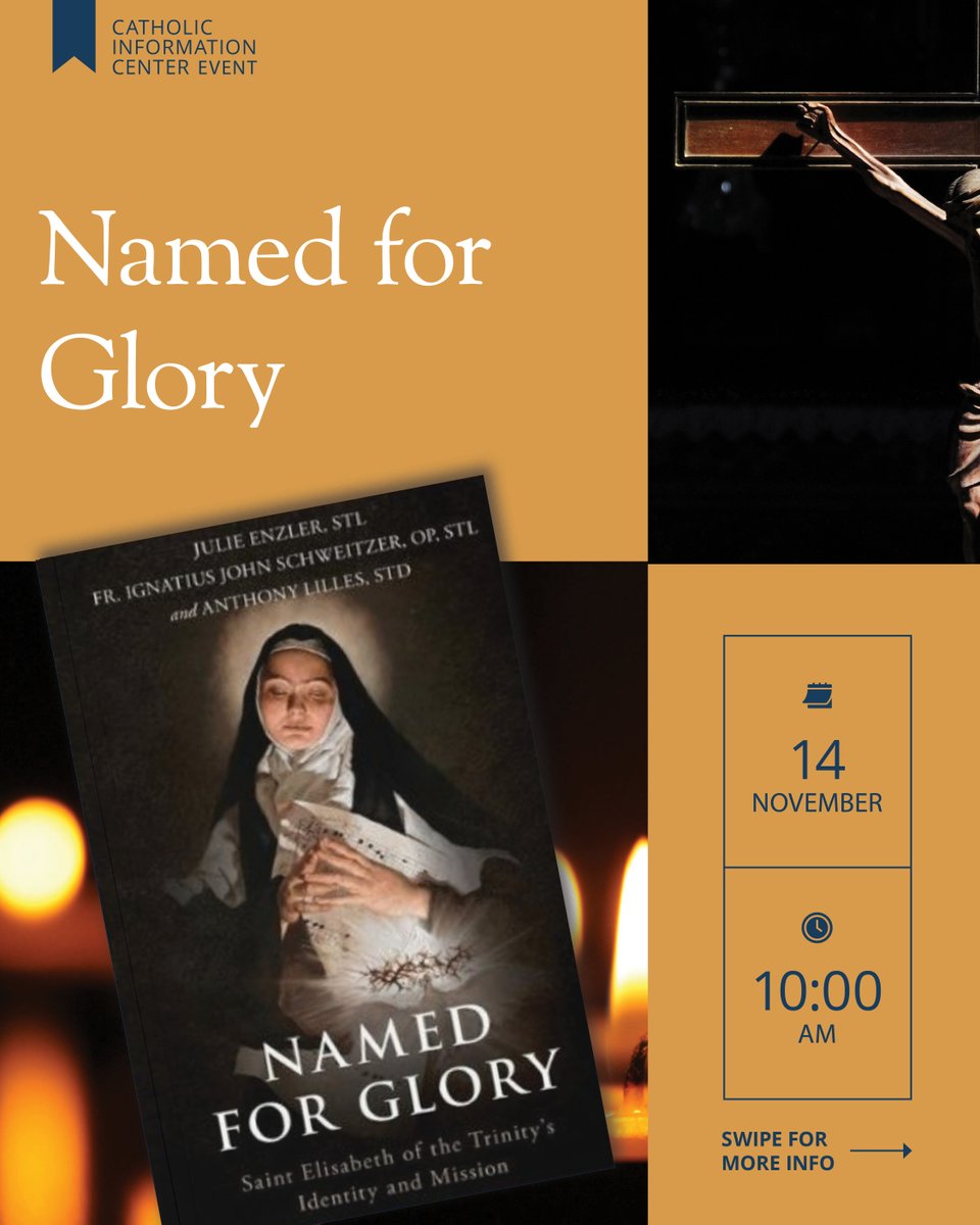 CICDC's tweet image. Join author Julie Enzler at the CIC on November 14 at 10:00 AM for a discussion on the life and writings of St. Elizabeth of the Trinity, the Carmelite mystic who invites every soul to encounter the indwelling presence of the Holy Trinity.

RSVP here: loom.ly/BT7h2YY