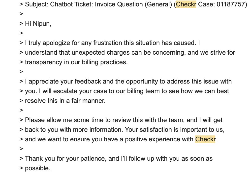 Founders - Do not use <a href="/checkr/">Checkr</a> to order background checks or you will likely incur more than double the expected amount in hidden 'passthrough' charges which you agreed in the EULA/T&amp;Cs as per their customer support  

Is this opaqueness a normal business practice <a href="/danielyanisse/">Daniel Yanisse</a>?