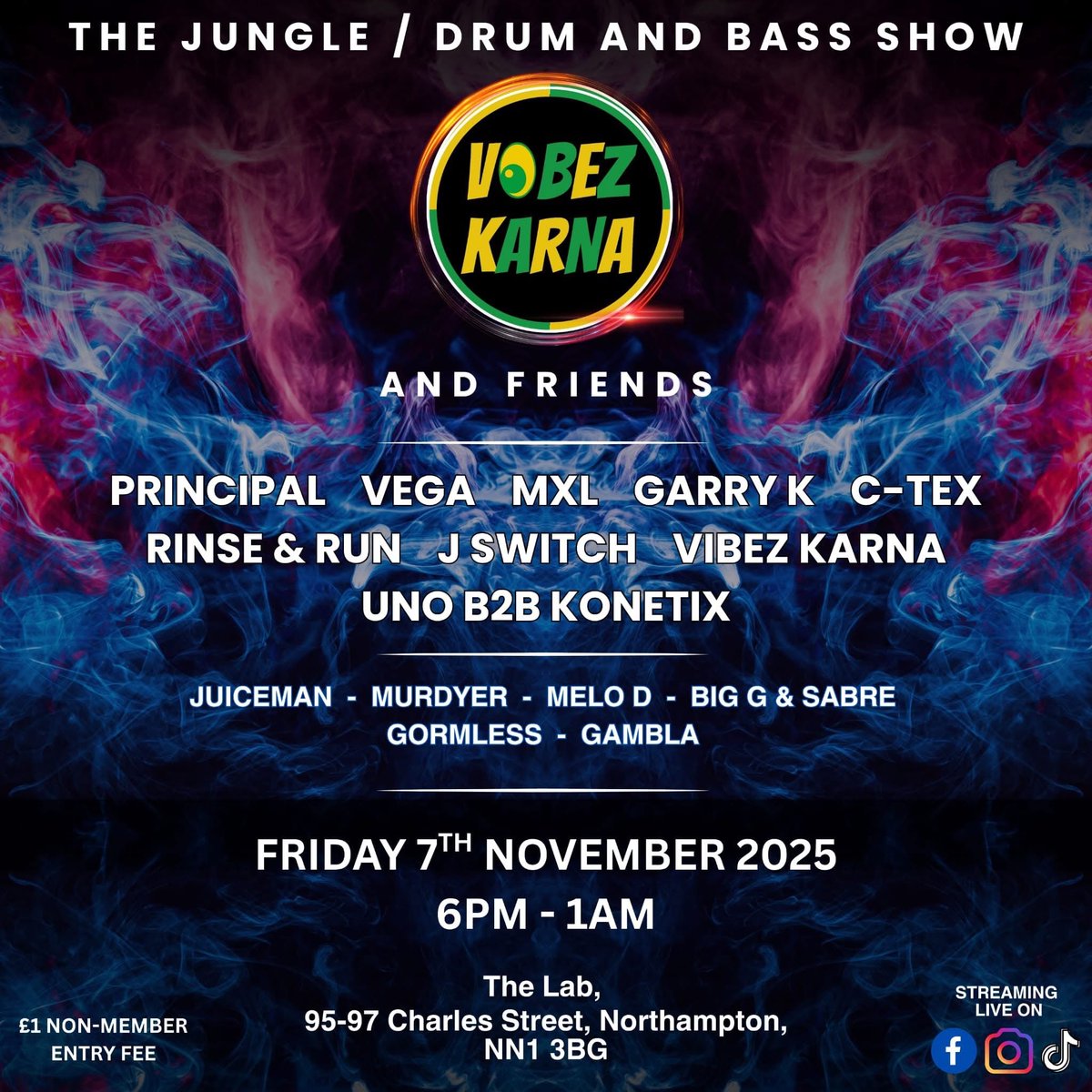 jswitchuk's tweet photo. Catch me @jswitchuk at vibez karna tomorrow night down at the lab 95-97 Charles street, Northampton NN1 3BG
SET TIME 10pm 💯🎧🔊👀
Big ups the crew involved! https://t.co/x8pJ7OpiHx