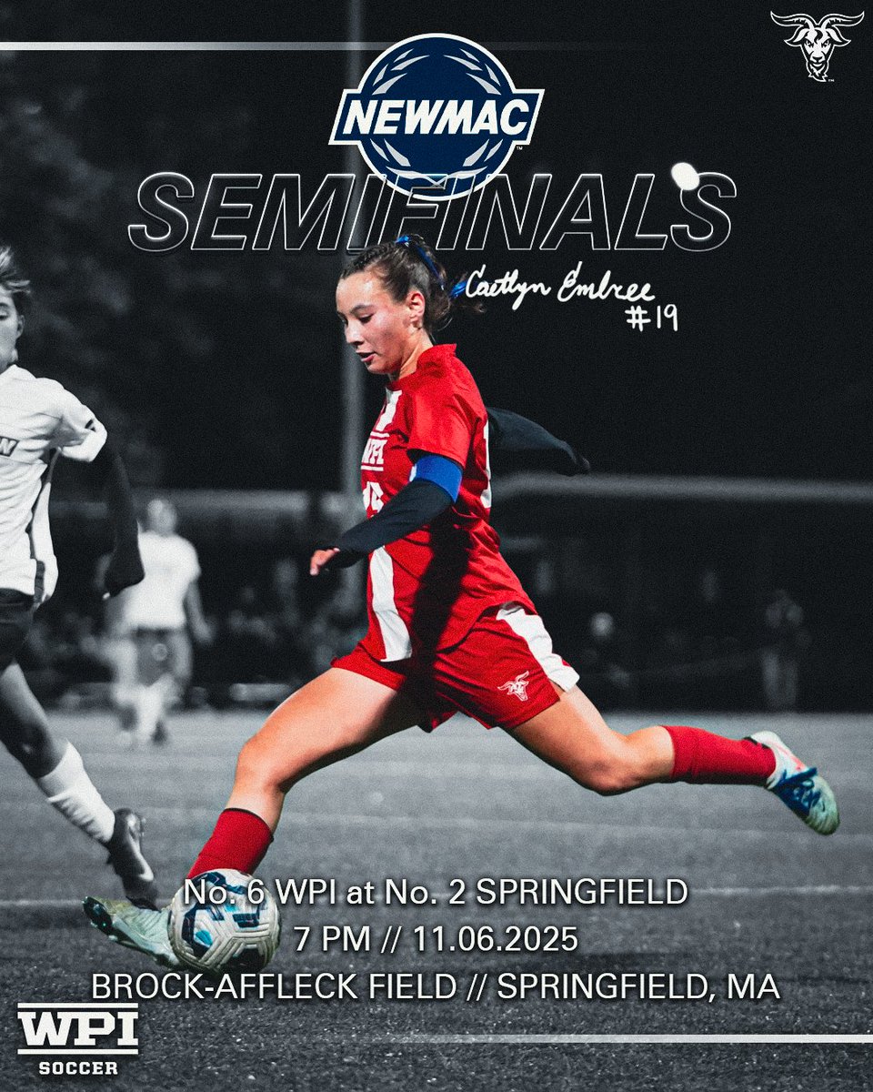 WPIAthletics's tweet photo. gameday.

No. 6 @WPIWSoccer heads to No. 2 Springfield for the @NEWMACsports Semifinal contest slated for a 7pm start! 

Tune in ⬇️
📺-https://t.co/zYZg03KJ4N
📊-https://t.co/StcMuSGoua
🎟️-https://t.co/ppAlzru35Q

⚽️x🐐
#GoatNation #d3soccer https://t.co/3dGx8zrRIk