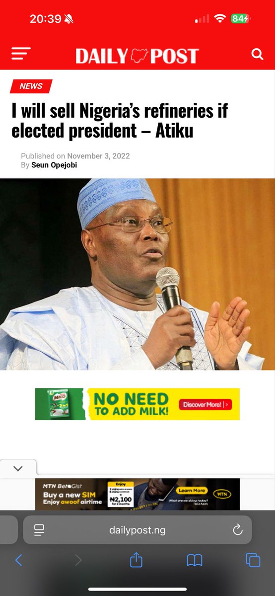 OurFavOnlineDoc's tweet image. Let me share another interesting fact here:

For so many years,
Atiku proposed that these refineries should be sold, and he was insulted and called a thief that wanted to sell it to his friends. The APC accused Atiku of being a capitalist oligarch that wanted to divert the…