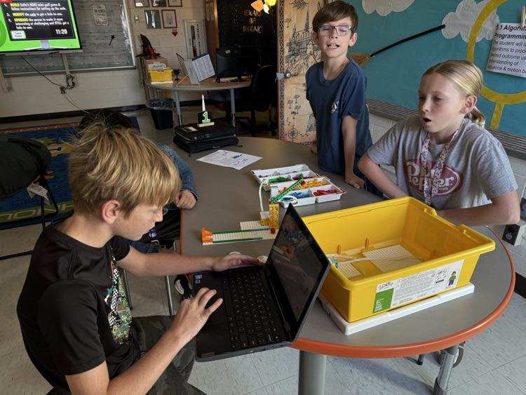 ButtsRoadInt's tweet photo. BRI's 5th graders are exploring force, motion, and energy this week with Lego Spike Robotics kits &amp; coding.  They built mini-golf courses and programmed them to achieve a hole-in-one. Finding that "just right" amount of force is more difficult than it looks.  Way to SOAR, Hawks! https://t.co/iVww2Wu8SF