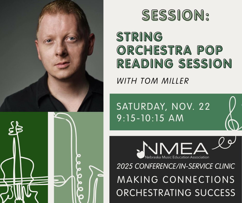 String Orchestra POP Reading Session 🎻
Tom Miller leads an exciting sight-reading session of popular music arrangements perfect for your classroom repertoire.

Join us at the 2025 Conference/In-Service Clinic: nmeanebraska.org/2025-nmea-conf…