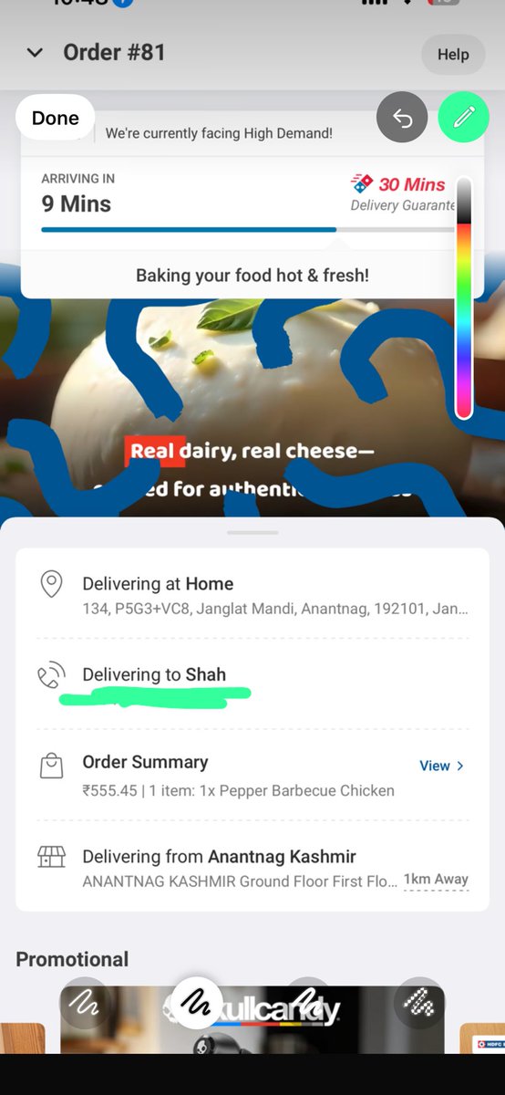 ssf06_'s tweet photo. Hey @dominos_india if you can’t deliver within 30 minutes as you promise — and you still refuse to honor your own guarantee — then either fix your service in Anantnag or shut down operations here altogether.
50+ minutes late again and the pizza quality is terrible. https://t.co/J61KrZN9vn