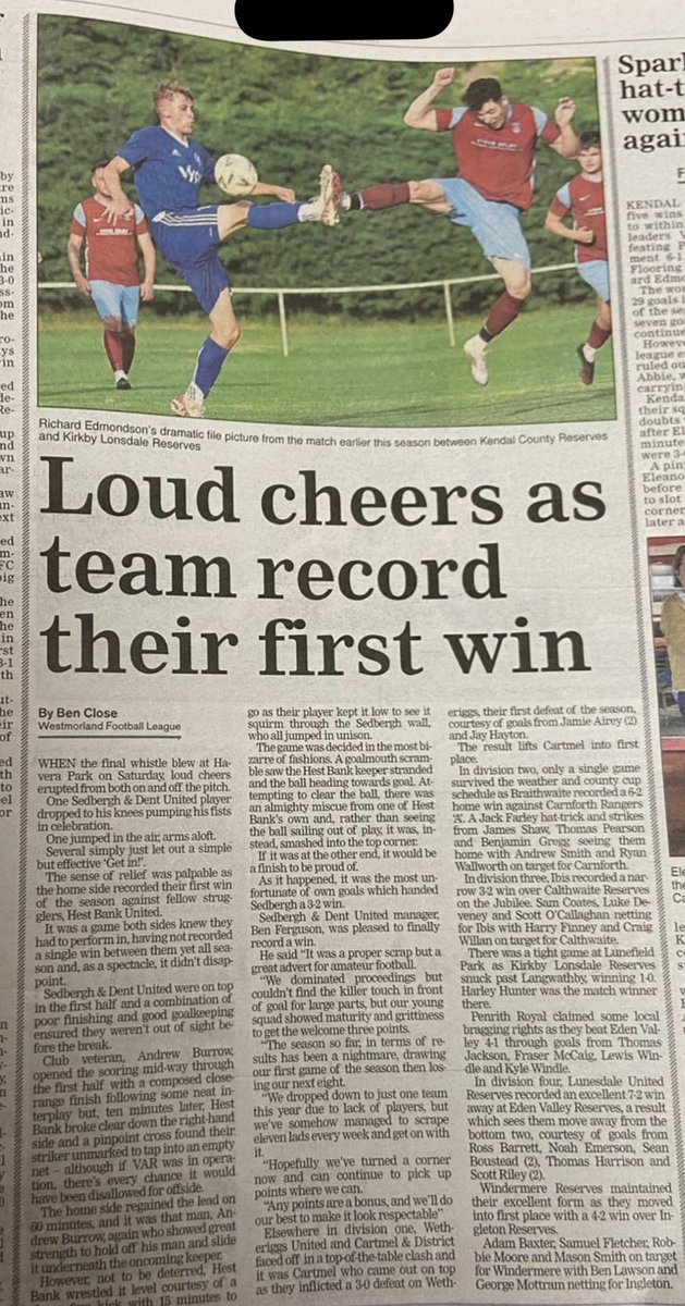 Westmorland Football League tweet media