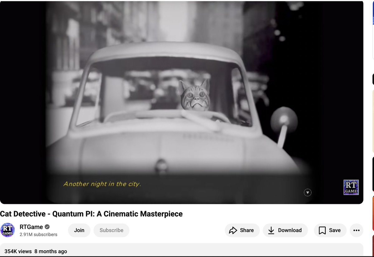 RTGame played Cat Detective Albert Wilde on YouTube, and we loved reading the comments! 🕵️‍♂️🐾

Selected comment #1: RT Game:
“Cat Detective - A Cinematic Masterpiece” 😼🕵️