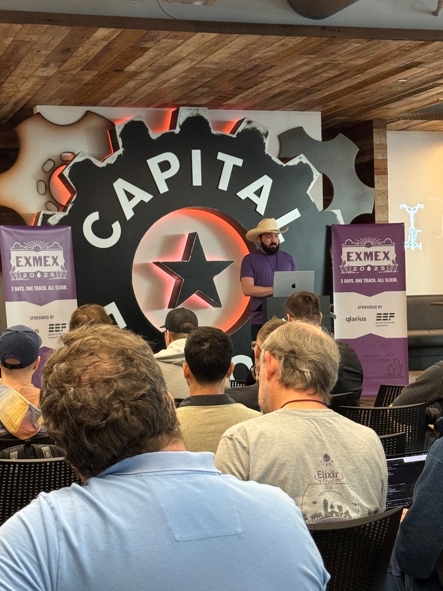 gardenertate's tweet photo. Excellent talk (and local attire) from @ThomasAthanas - Own Your Own Infra: Deploying Elixir Without the Training Wheels
@ExMexConf
#ElixirLang
#ExMex https://t.co/8OrBB0NCc3