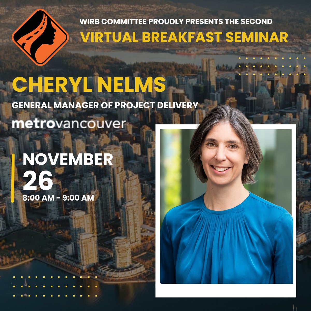 Join us for the next Women in Road Building Virtual Mentorship Breakfast, featuring Cheryl Nelms, General Manager of Project Delivery at Metro Vancouver.

🗓️November 26 
⏰ 8–9 AM PST, 
💻 Online 

Sign up today! events.teams.microsoft.com/event/88f420a2…