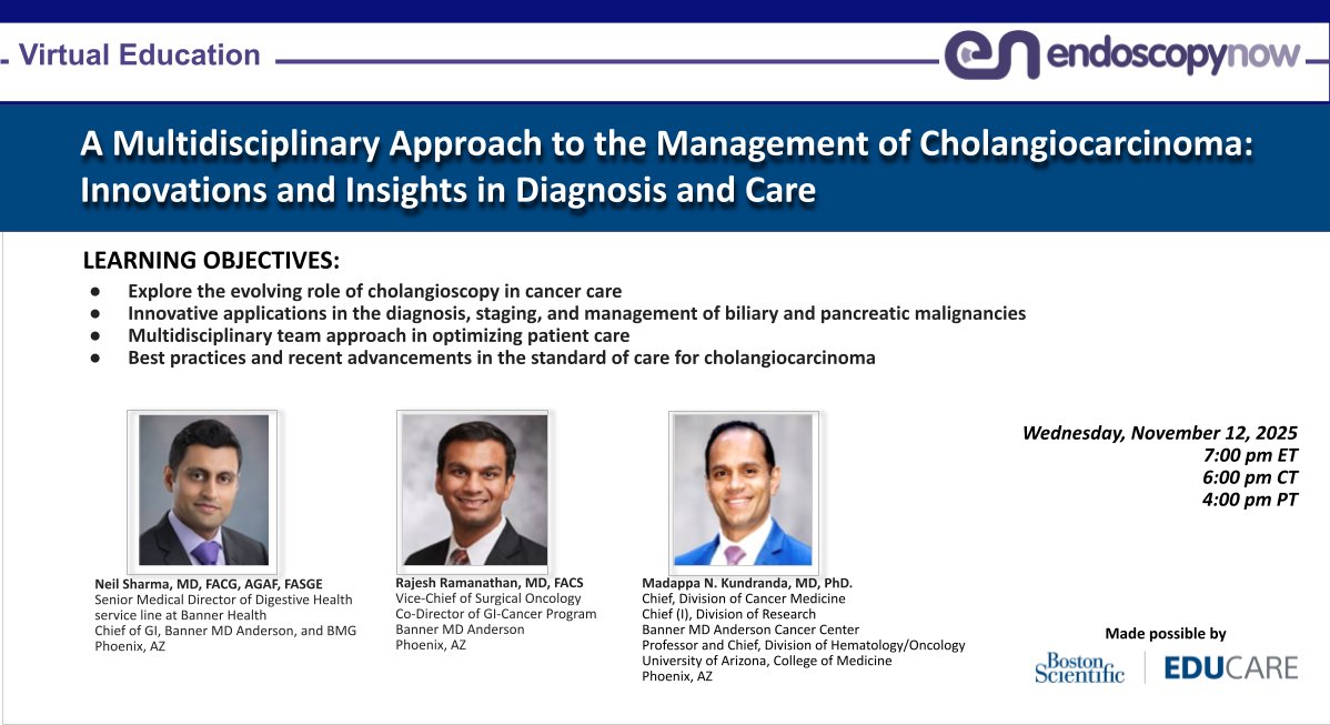 EndoscopyNow's tweet image. Attend Next Week&apos;s Webinar with @neilRsharmaMD @rrajesh85 &amp;amp; Madappa Kundranda, MD.
➡️From your mobile device, REGISTER=&amp;gt; endoscopynowapp.app.link/B3NrFl7hSWb
➡️Sign-up on Zoom=&amp;gt; us06web.zoom.us/webinar/regist…
@bsc_endoscopy @bostonsci #Gastroenterology #GIEndoscopy #GIFellows #GITwitter #MedTwitter