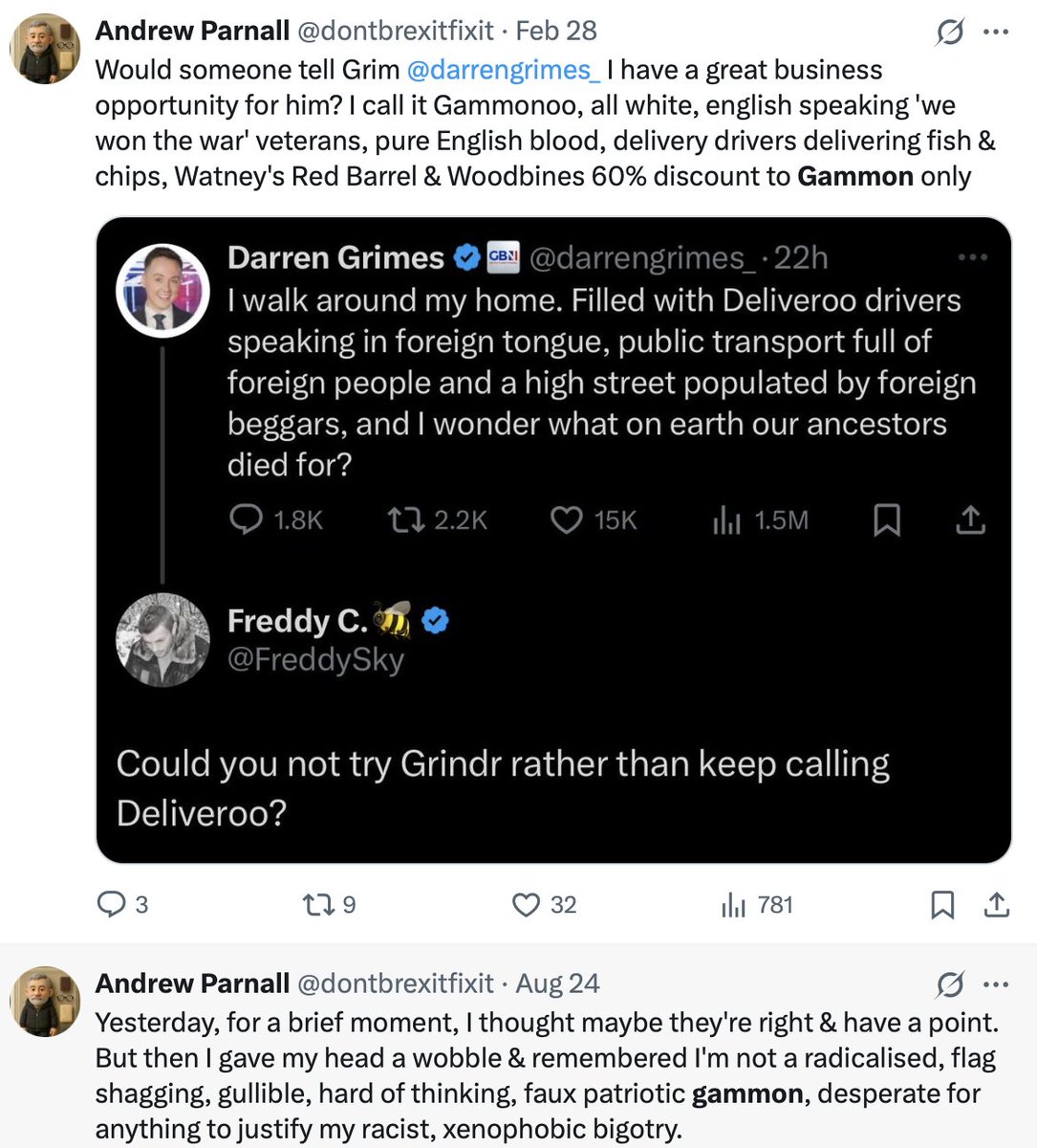 Rebartic's tweet photo. @dontbrexitfixit Do you put your vile racism down to the awful parenting you received or do you simply mix with a bad crowd?

Or, perhaps, is your vile bigotry something you've developed all by yourself?

Anyway, do better, it's not a good look!

#ORACIST

https://t.co/pQuEWM0yU1 https://t.co/7SIzgpyOAo