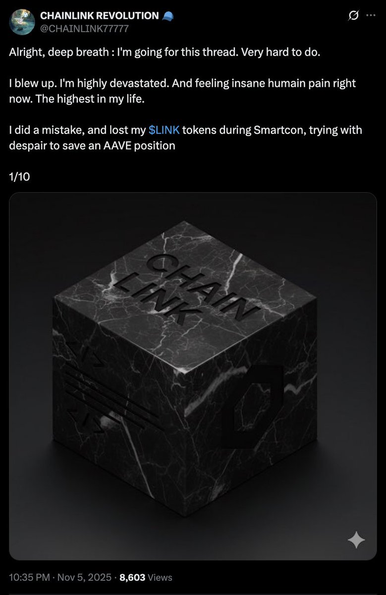 ExposeChainLink's tweet image. If you’re around a few years and suddenly start fucking around with leverage it means you’re coping with missing out on the bull market and trying to make up for it.

Everyone able to read between the lines knows he’s just an opportunist begging his cult to alleviate his losses.