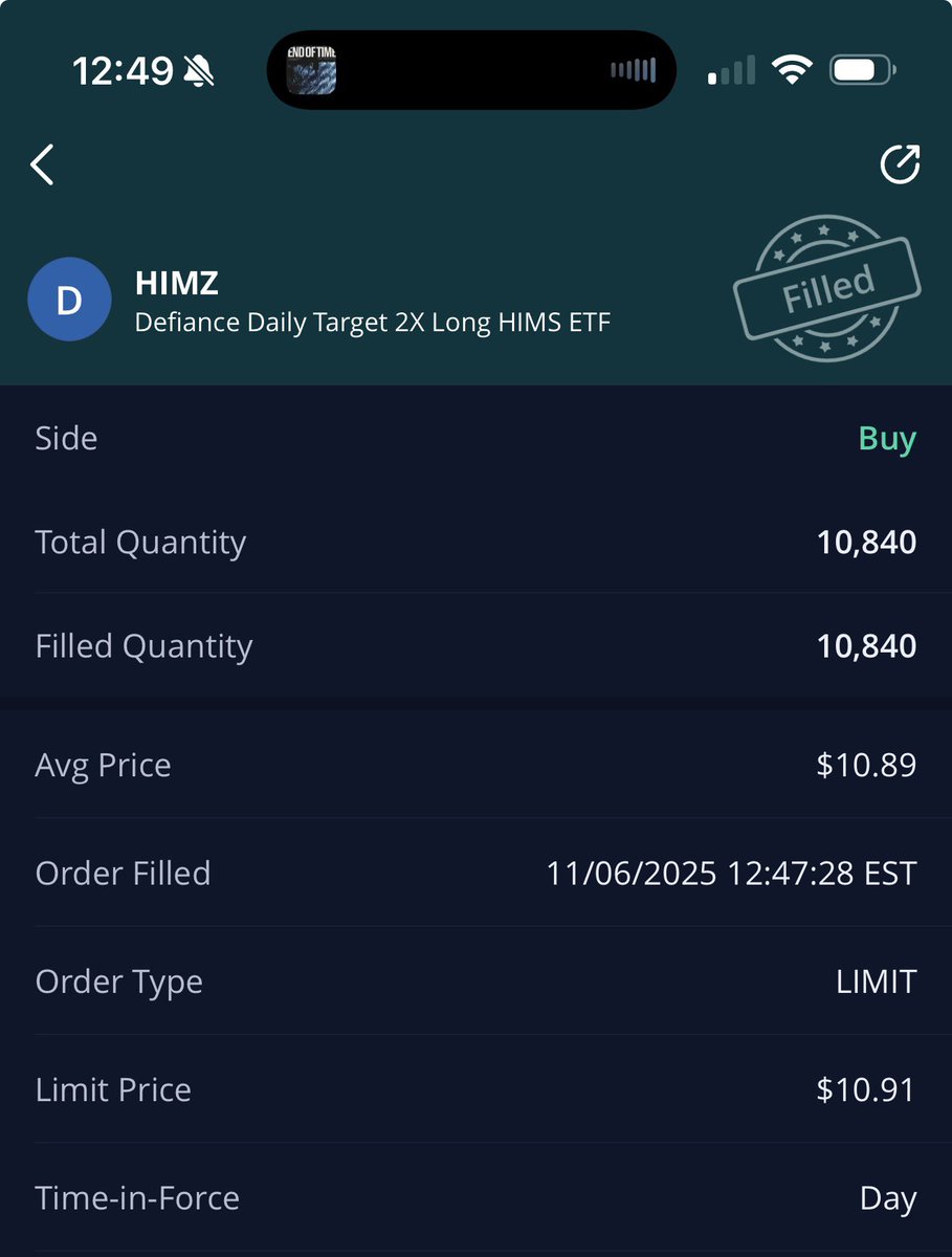 Building a position in $HIMZ at $10.89

They’re stacking product lines like crazy:
• Weight Loss + Hair Loss ✅
• Testosterone + Hormones ✅
• At-Home Labs (11/13)
• Peptides (12/29 Rumored)

This is not just telehealth anymore
This is the Robinhood of Healthcare