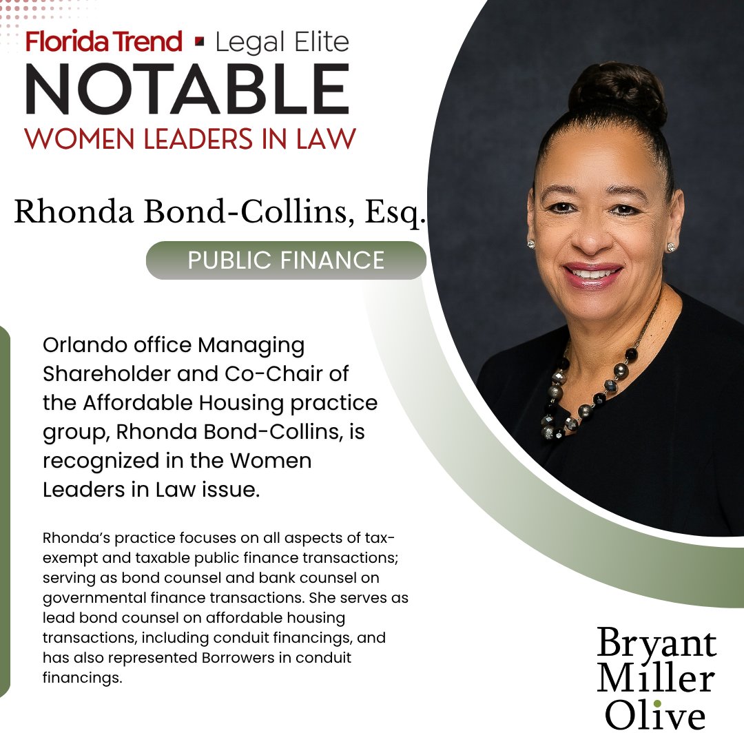 BMO_Law's tweet image. Three Shareholders and practice group chairs: Rhonda Bond-Collins, Jennifer Cowan and Denise Heekin, representing BMO’s Orlando, Tampa and Miami offices, respectively, are recognized in the November issue of @FloridaTrend.

For the full story, visit: linkedin.com/feed/update/ur…