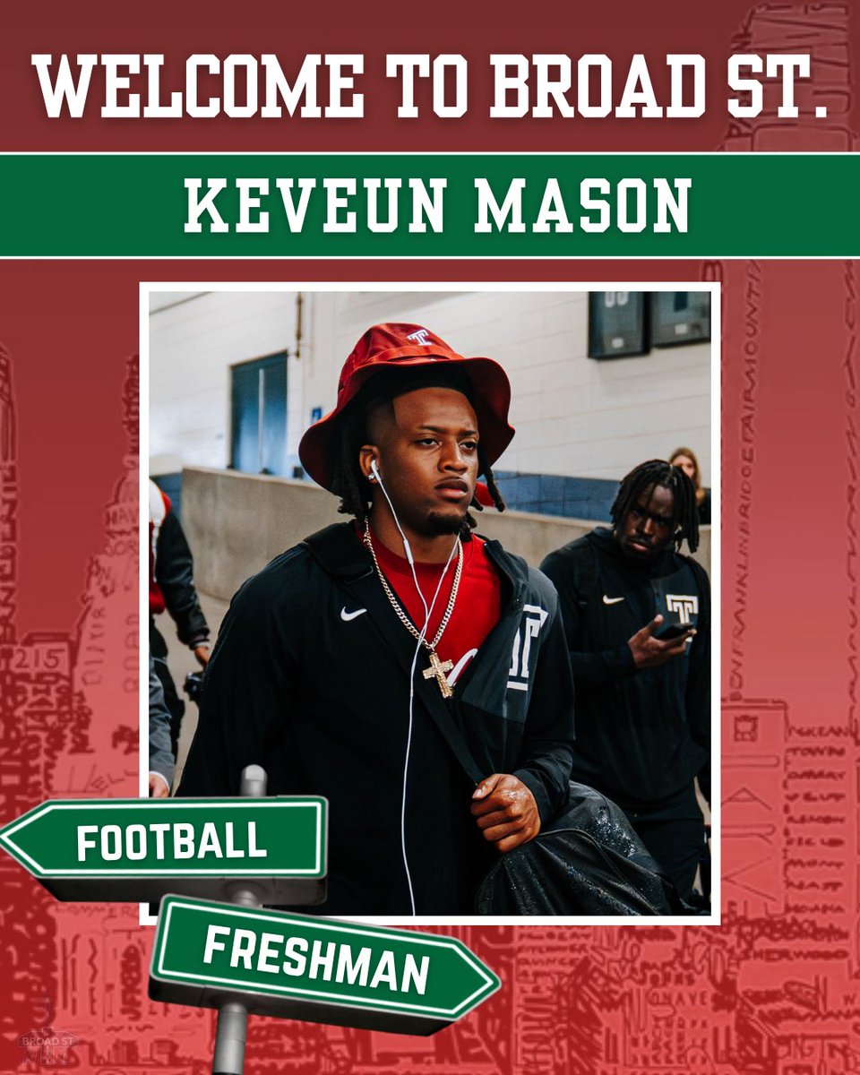BroadStNIL's tweet photo. Welcome Keveun Mason to Broad St. NIL! Keveun’s goal through NIL is to make meaningful partnerships that match his values and helps shape him in a positive way. Outside of football, Keveun is a barber and he also loves to cook in his free time 🏈 🍒
#NIL #TempleFB #TempleUniv https://t.co/H1lxKsKSRG