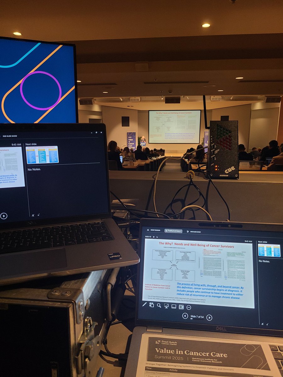 DataCatherine's tweet photo. A behind the scene peek at running the slides at the 2025 Value in Cancer Care Summit. When something goes wrong everyone sees, no pressure 😅

📍#Seattle #VCC2025 #HICOR @fredhutch https://t.co/pwT5P4OyRq