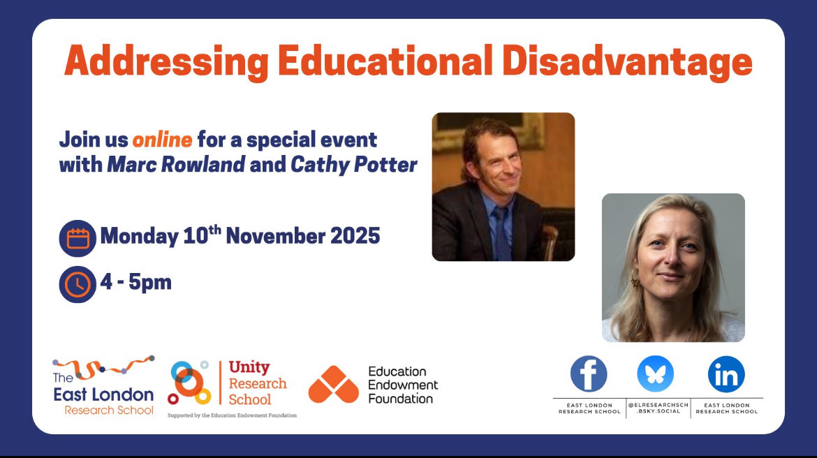 UnityResSch's tweet image. Free webinar online Monday 10 November  4-5 on addressing educational disadvantage / Pupil Premium: inclusion, diagnosing challenges, assessment of need, and what we mean by high expectations. Register here:
