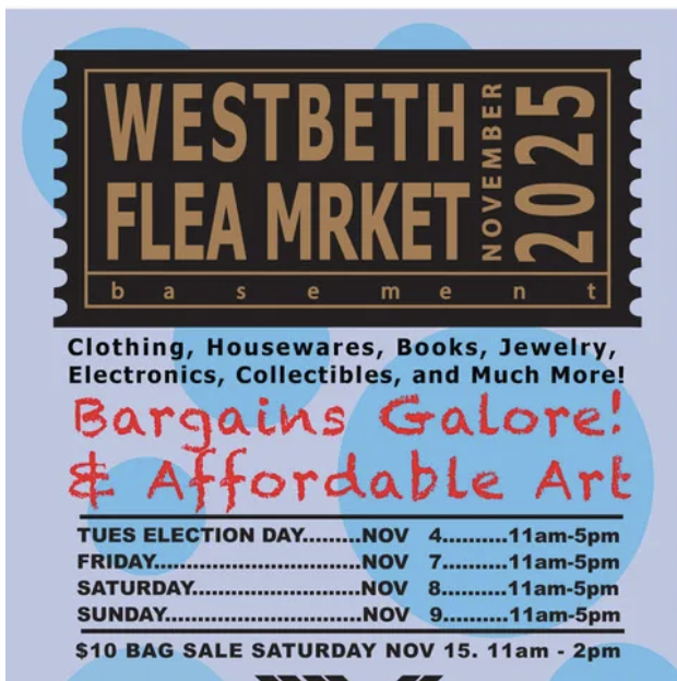 Westbeth's tweet photo. https://t.co/bO9L9BmrWj|* Sarah King Quartet jazz with a theatrical flair Nov 7 at 7pm FREE; Westbeth Flea Market Nov 7, 8, 9, 11am - 5pm Bargains Galore ; Drag Bingo Returns with Paige Turner  Nov 20 FREE ; Westbeth Winter Show opens Nov 21, 2025s Westbeth Gallery; https://t.co/ShnsuRp6Fm