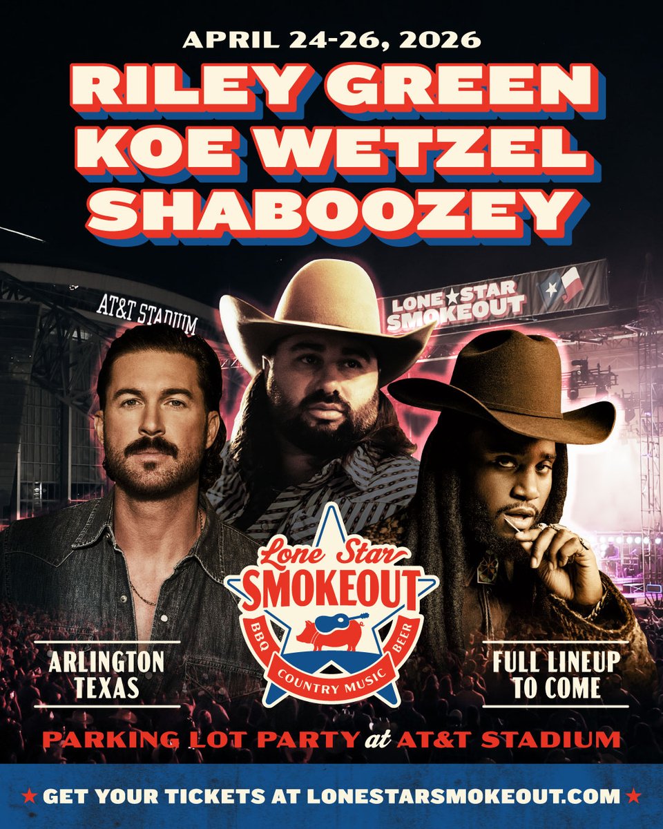 🔥 Lone Star Smokeout hits AT&amp;T Stadium April 24–26!

🎶 Shaboozey • Koe Wetzel • Riley Green

🍖 14+ BBQ joints + bottomless mimosa brunch

🎟️ Win Platinum Tix! Text SMOKEOUT to 888-787-1963

🎫 Tickets on sale @ seatgeek.com