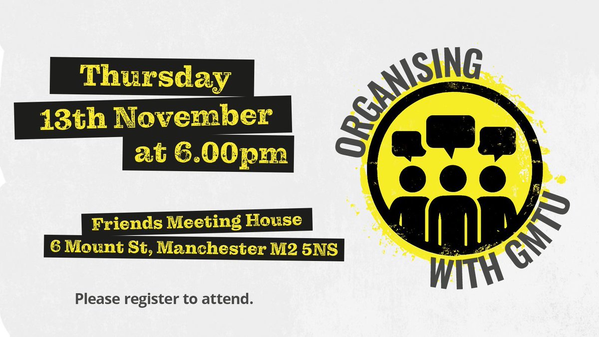 Rise up and organise! ✊

 🌟 Community Organising with GMTU
 🗓️ Thu Nov 13 | ⏰ 6–7:30pm

Build the power to transform communities.
Learn, connect, and take action together. 💪 

🎟️ Limited spaces, register now:
buff.ly/Nhn71ev
#GMTU #Organise #CommunityPower #Solidarity