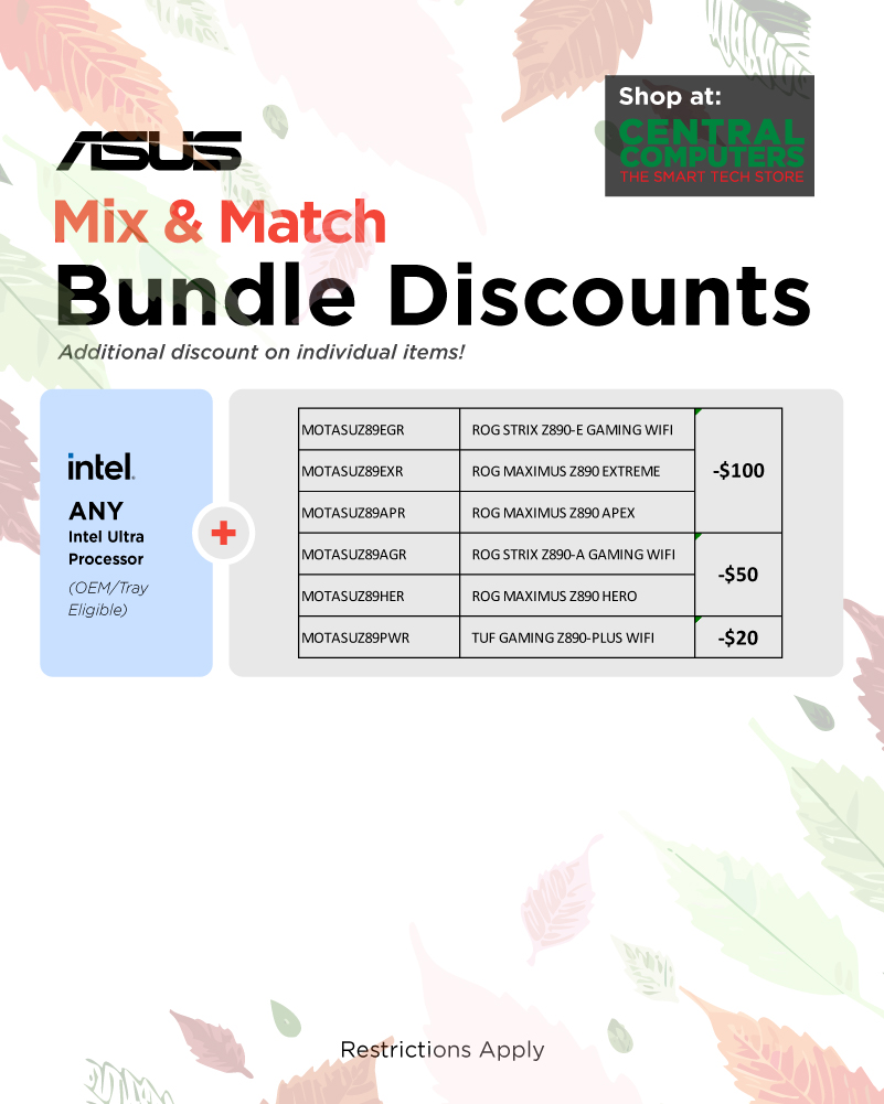 centralcomputer's tweet photo. Get up to $100 off on eligible ASUS motherboard when bundle with Intel CPU!
Learn more: https://t.co/U1o8iThbWc
#bundle #asus #cpumotherboardbundle #centralcomputers https://t.co/3k2f3unuHn