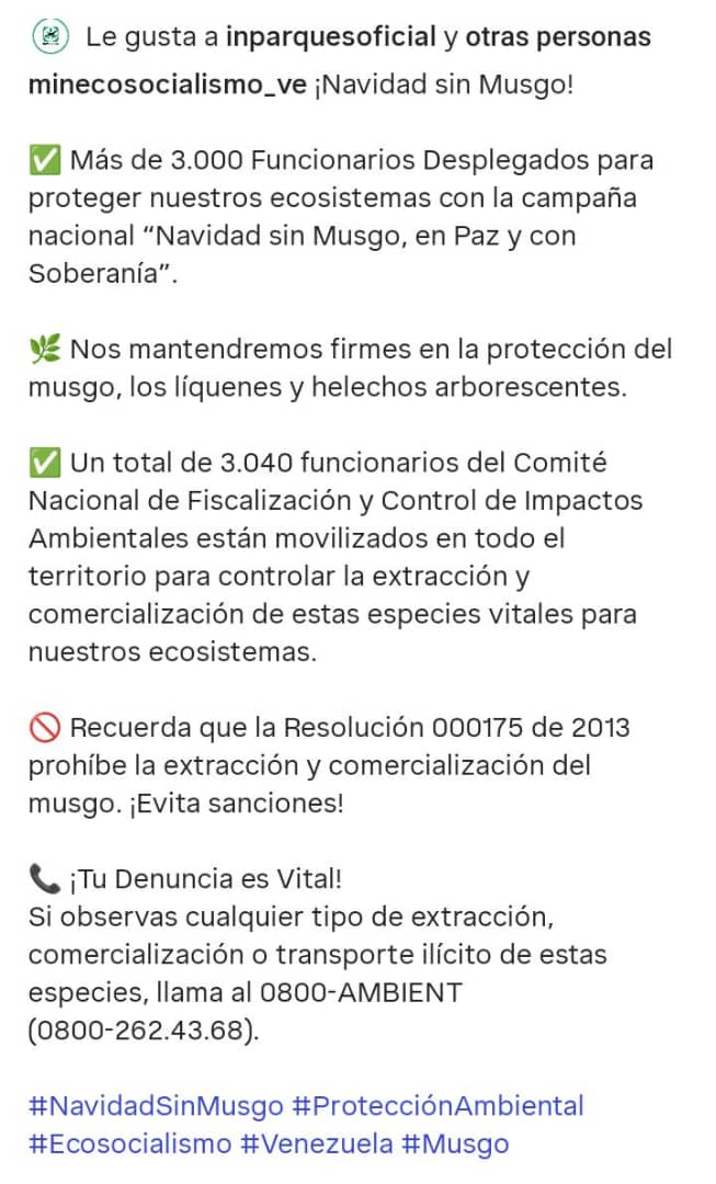 Fritz_A_Sanchez's tweet image. Las prioridades no son su fuerte @ramolinap

El Ministerio de Ecosocialismo #Minec anuncia despliegue nacional para el control de impactos ambientales y la extracción de musgos y líquenes, mientras avanza impunemente la devastación al #SurDelOrinoco