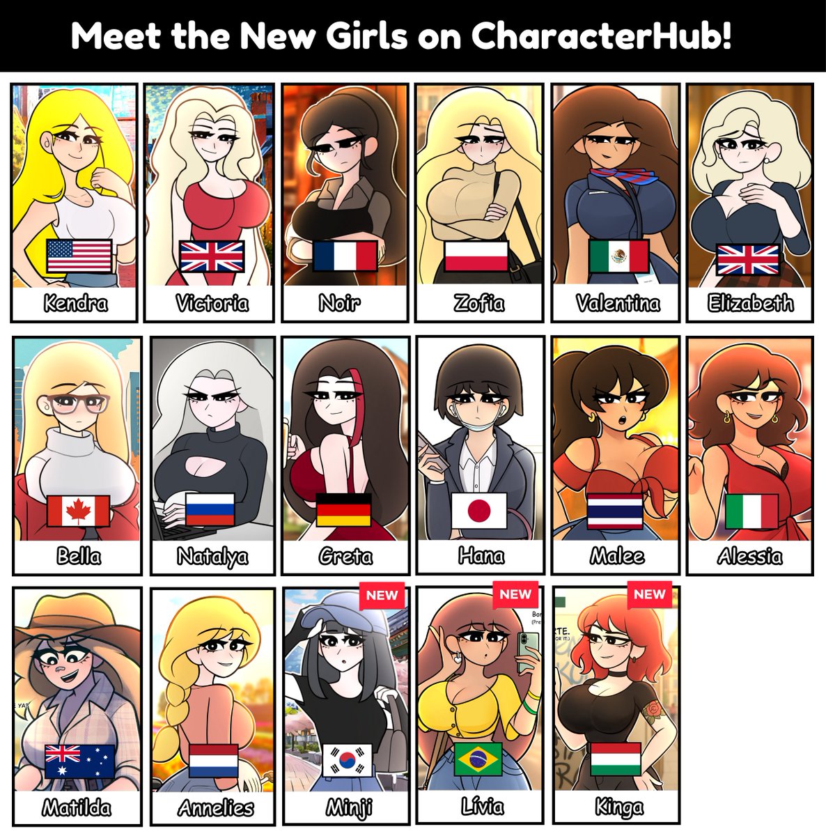 WhatifAnimation's tweet image. CharacterHub Update #3
- 3 new characters added
- 74 new fanarts uploaded

Imagine 100 countries someday lol
Get to know them here: characterhub.com/profile/Whatif…