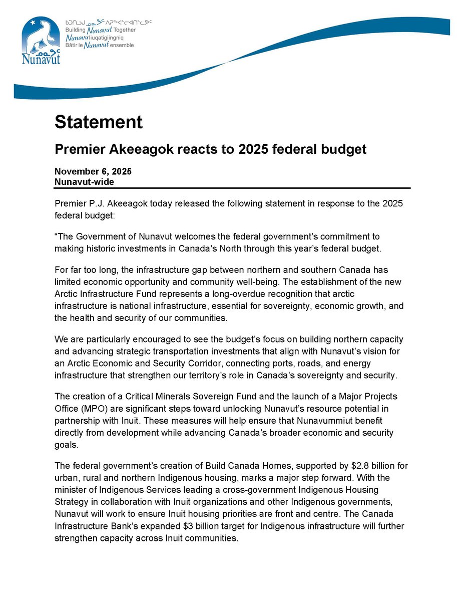 j_akeeagok's tweet photo. Premier Akeeagok reacts to 2025 federal budget
https://t.co/ewlAKpONpz https://t.co/XIhxoO9WIv