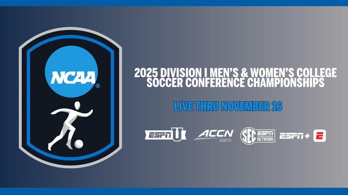 Sunday, '25 Division I #NCAASoccer Conference Championship action heats up on ESPN

⚽️Ft. <a href="/theACC/">The ACC</a>, <a href="/American_Conf/">The American</a> &amp; <a href="/SEC/">Southeastern Conference</a> Women’s Championship matches on ESPNU &amp; <a href="/SECNetwork/">SEC Network</a>
⚽️Sunday, Nov. 16 | <a href="/IvyLeague/">Ivy League</a> &amp; ACC Men’s Championship matches | ESPNU

Schedule: bit.ly/4qMJQKU