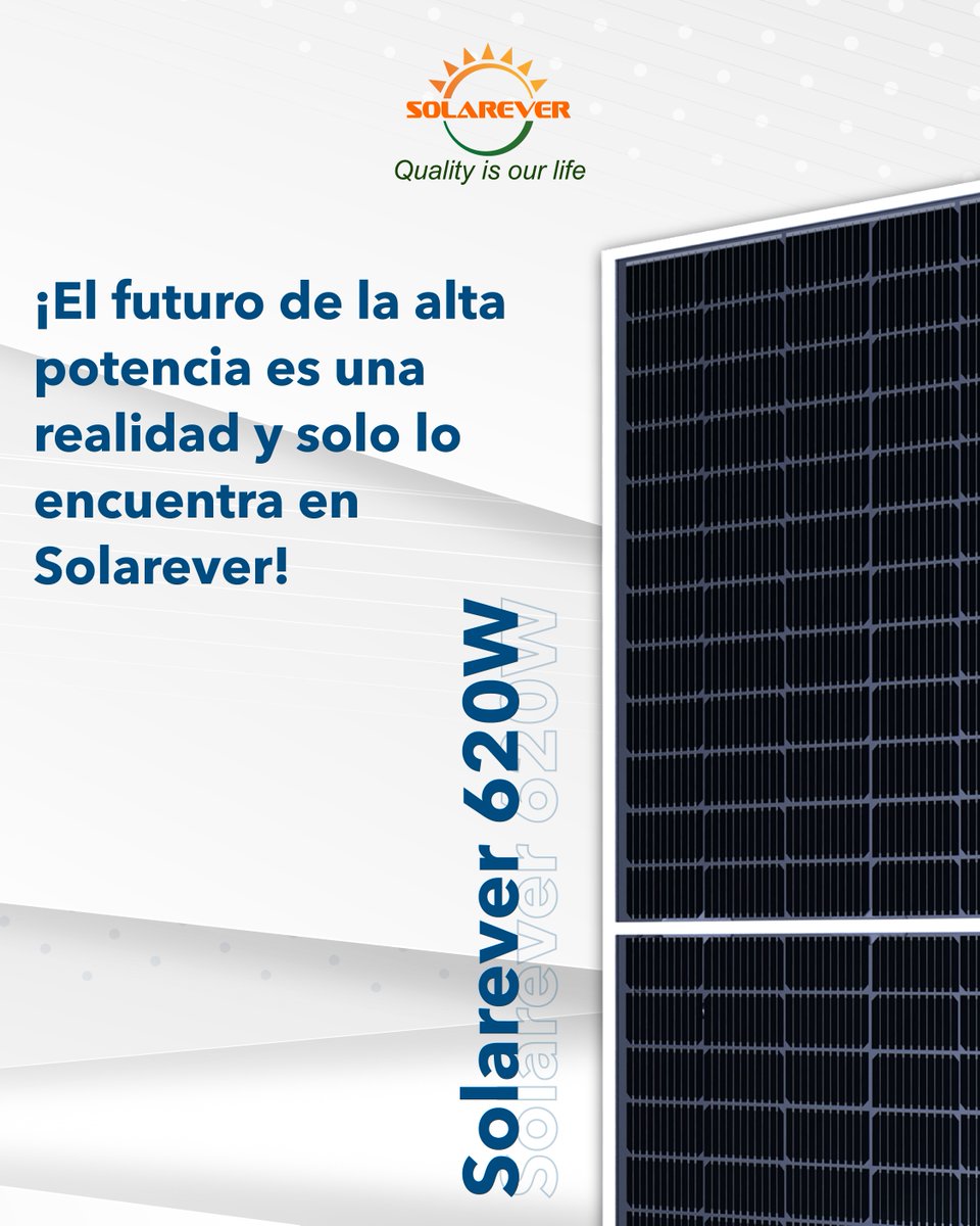 Deje de lado las especificaciones promedio. En Solarever, nuestro compromiso es brindarle solo lo mejor, por eso le ofrecemos exclusivamente nuestros paneles de alta gama: Solarever 620W.

¿Por qué elegir Solarever? Porque su eficiencia se traduce directamente en mayor retorno.