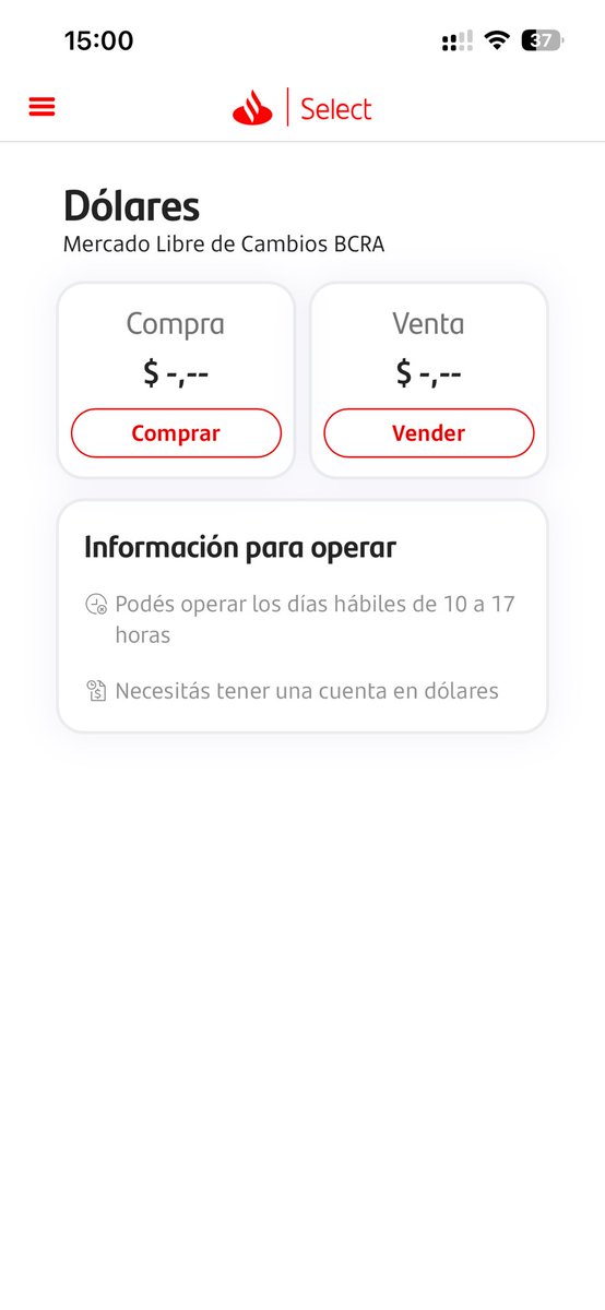 GabrielZurv's tweet photo. @Santander_Ar por qué no deja hacer compra de usd? https://t.co/9smqwIFk94