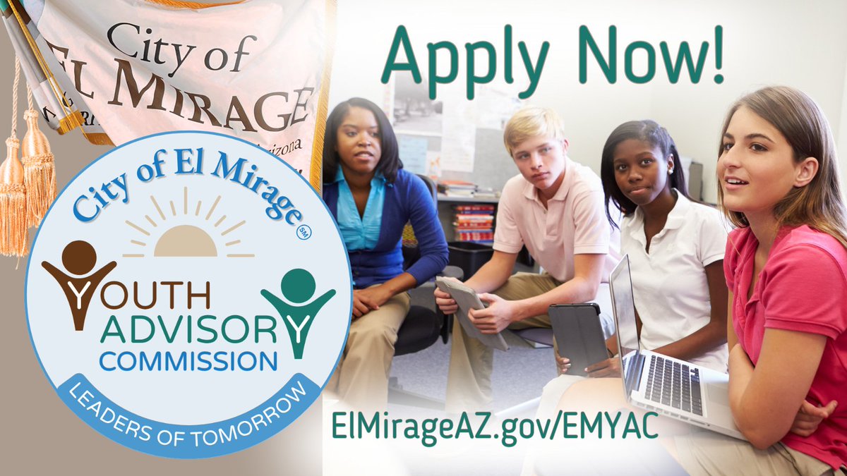 🙋🙋🏽‍♂️🤩Announcing the El Mirage Youth Advisory Commission (EMYAC)! High school students: the City is now accepting applications to become a part of this inaugural commission. Looking to make a positive difference in your city? Apply online now! More:  elmirageaz.gov/EMYAC