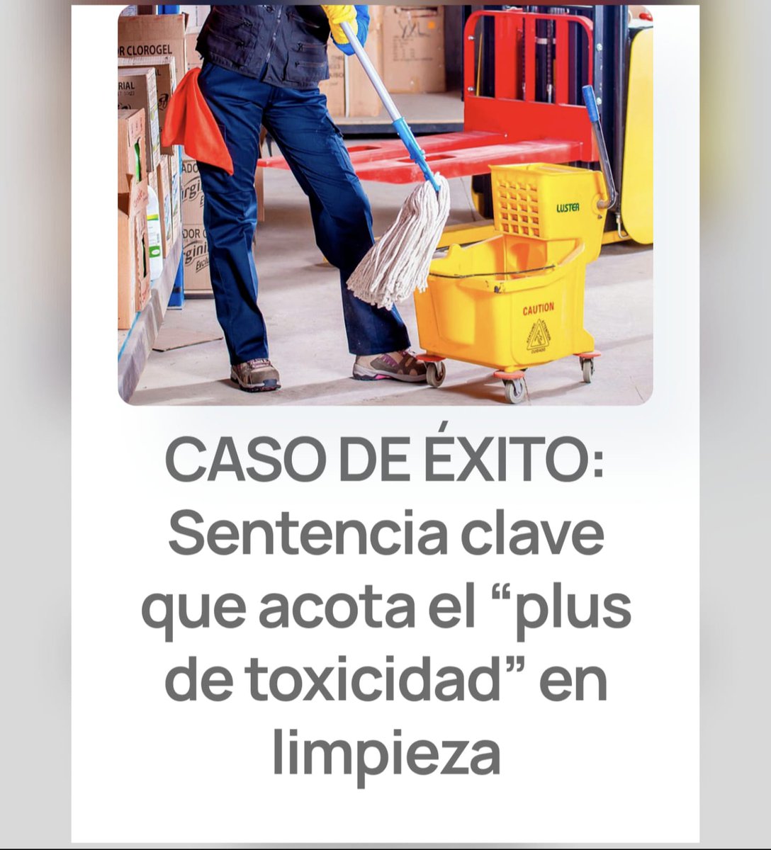 CASO DE ÉXITO: Sentencia clave que acota el “plus de toxicidad” en limpieza - Despacho de Abogados Negotia | Valladolid | Madrid share.google/w4TiImaPISNwNA…