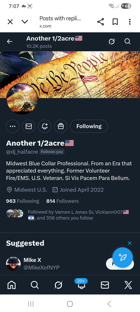 This veteran only has 814 followers let's take them past the 1k mark and beyond, connects back 
<a href="/dj_halfacre/">Another 1/2acre🇺🇸</a> 
F&amp;R
💪🫶🇺🇸