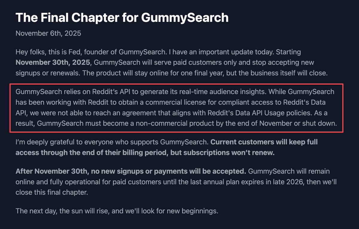Looks like Reddit is cracking down on these types of apps.

This is probably the end of the ai reply reddit marketing apps that spawned from cloning gummy search
