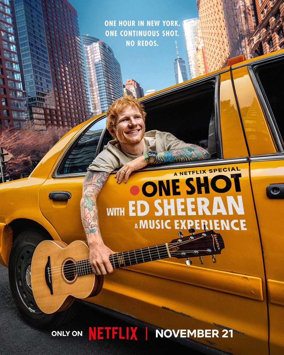 edsheeran's tweet image. Mark your calendars! ONE SHOT WITH ED SHEERAN: A MUSICAL EXPERIENCE premieres on @Netflix on November 21!