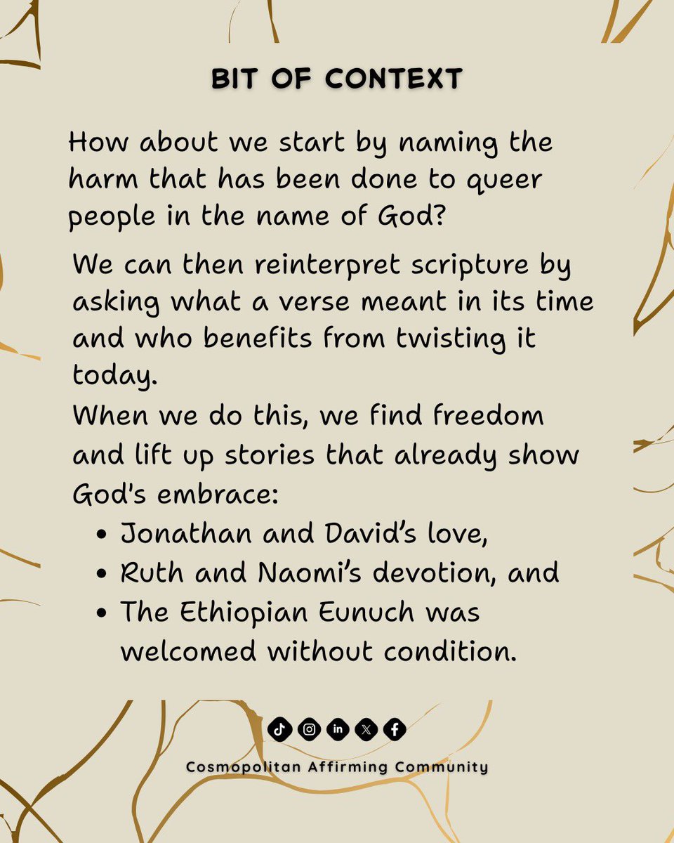 CAC_Ke's tweet image. Faith that listens, liberates.
Faith that fears, harms.
We choose love.

#ThursdaysInBlack #AffirmingFaith #CosmopolitanAffirmingCommunity