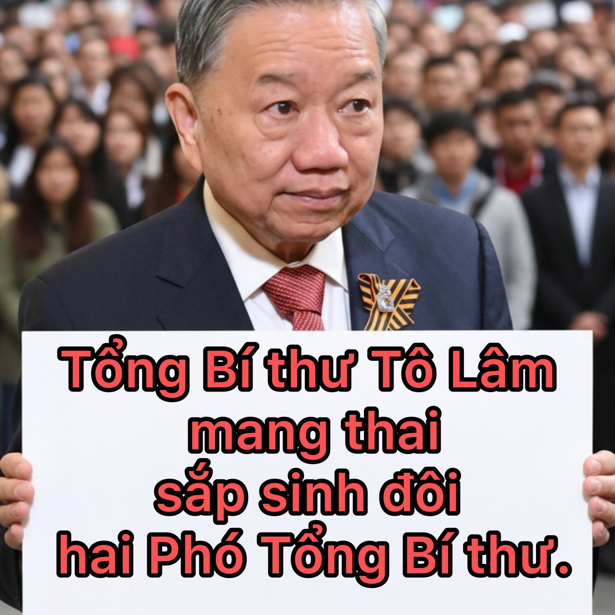Tổng Bí thư Tô Lâm mang thai – sắp sinh đôi hai Phó Tổng Bí thư.

Trong một diễn biến hi hữu chưa từng có trong gần một thế kỷ lịch sử Đảng Cộng sản Việt Nam, tin từ “Bệnh viện Trung ương Chính trị” cho biết: Tổng Bí thư Tô Lâm đang trong giai đoạn thai
