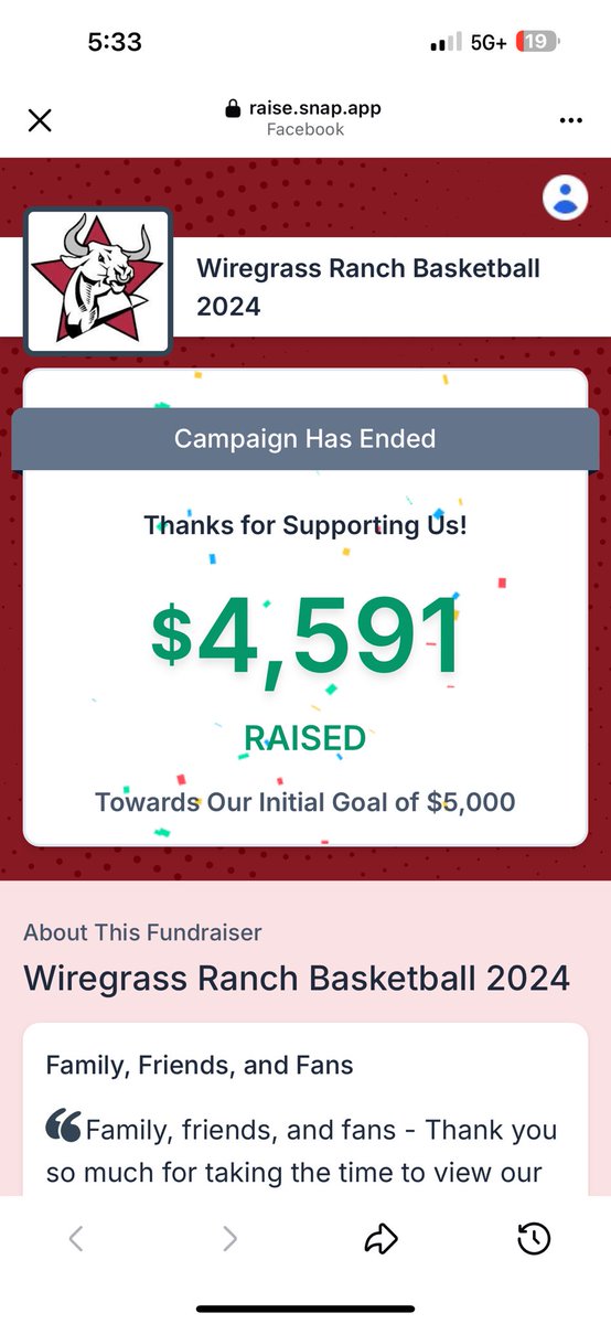 Another example on why Vertical Raise is the best platform around.

Wiregrass Ranch boys basketball made the switch this year and it has paid off! In less than 24 hours, they were able to surpass what they did in 28 days with the competition. 

The platform you use matters. Your