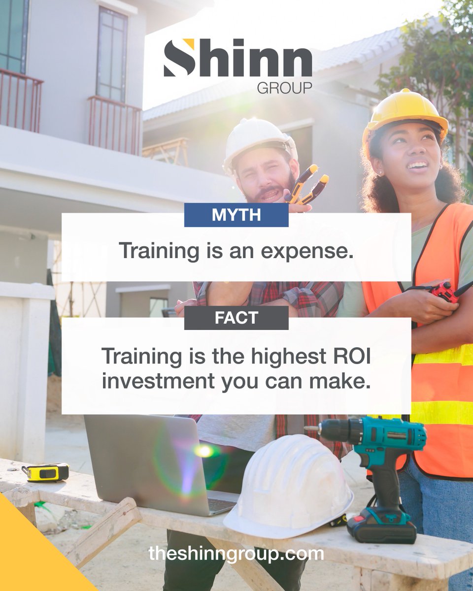💡Training is one of the smartest investments you can make.
Training creates alignment, reduces costly mistakes, improves efficiency, and boosts profitability. 

📚 Ready to invest in your team?
hubs.li/Q03S57L_0

#BuilderOfChoice #ShinnGroup