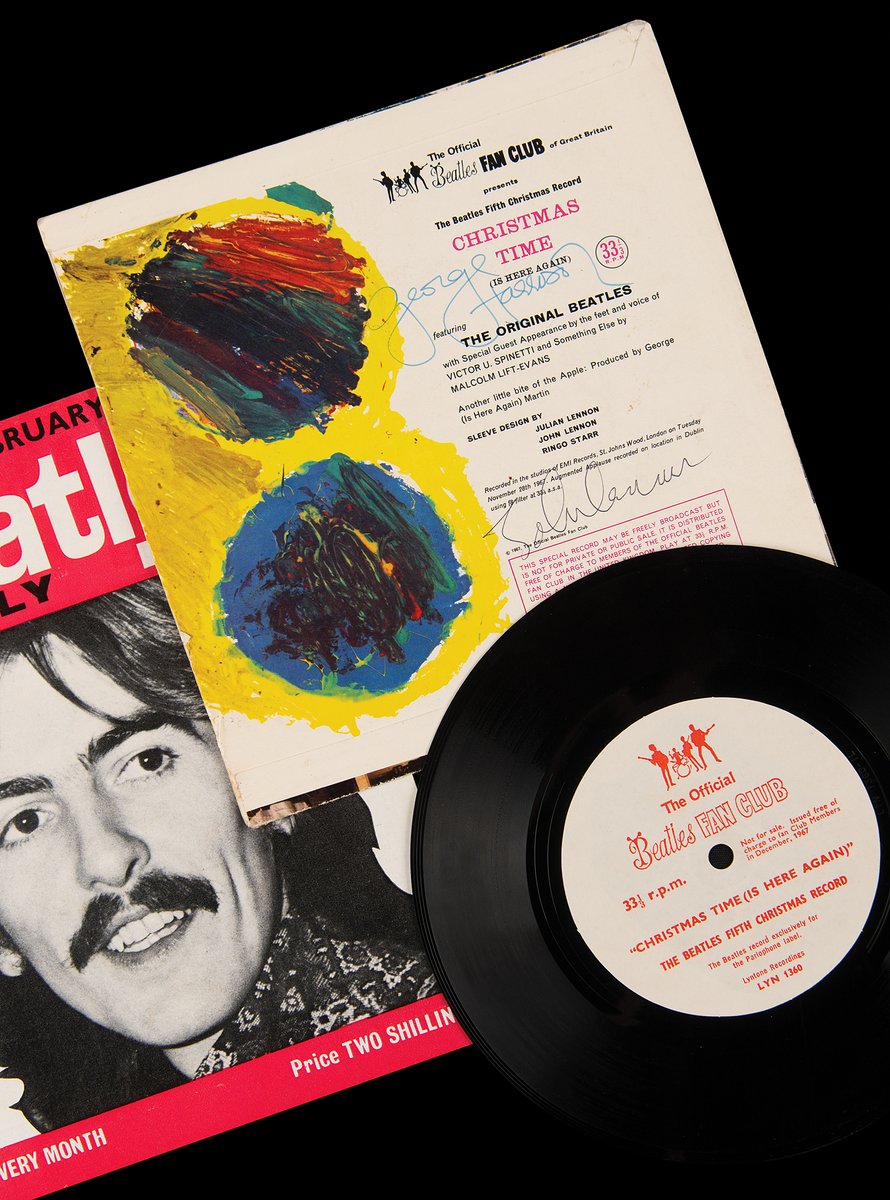 The Beatles gave fans a little more than “love” in ’67—this flexi disc was personally signed by John Lennon &amp; George Harrison at a private screening of Magical Mystery Tour. 

One of the rarest Beatles Fan Club gifts ever 🎄💿
Now up for bid at RR Auction.