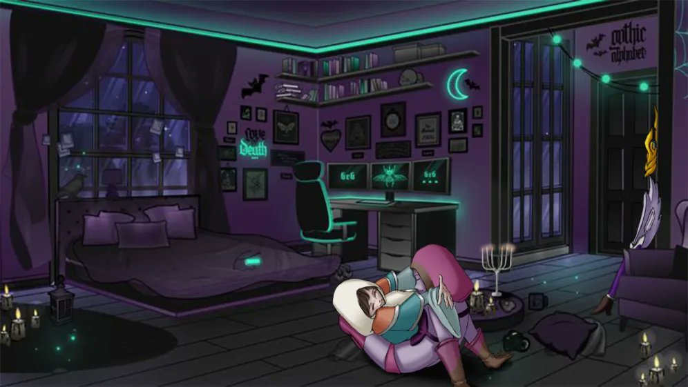 Emmabella453's tweet photo. A little neon refuge I crafted for my Discord client "Cheyen" calm chaos under violet light
#artmoots #arttwt #myartwork #art #artshare #oc #cute #originalcharacterart #drawing #twstプラス #streamerstwt #vtuber #ENVtubers #streamer #streamergirl #streamercommunity #EmmaBella https://t.co/cTN2QwatvW