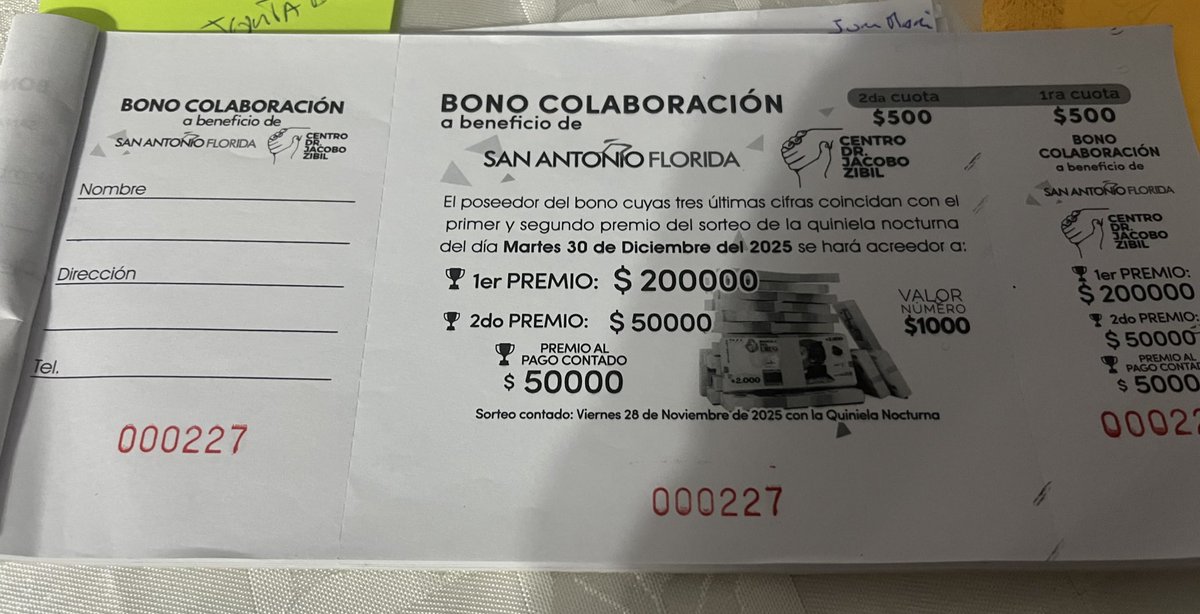 Indignación! 
El bono colaboración  del <a href="/jacobozibilfda/">Centro Dr Jacobo Zibil</a> y el Club San Antonio fue denunciado ante Loterías y Quinielas. 
Por normativa, ya no podrán sortear dinero y cambiarán por órdenes de compra.
Este viernes todos los detalles de lo ocurrido en #BDF