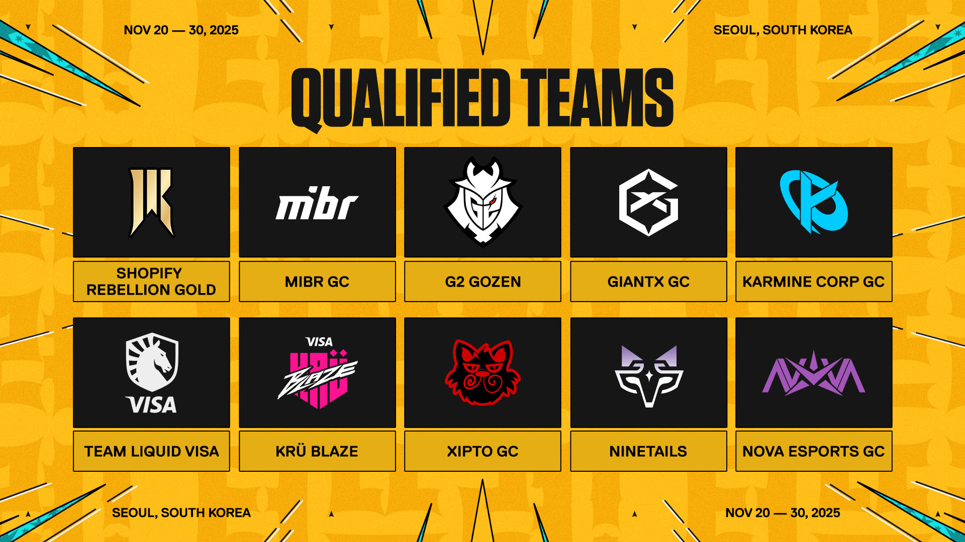 All qualified teams, credits: Valorant