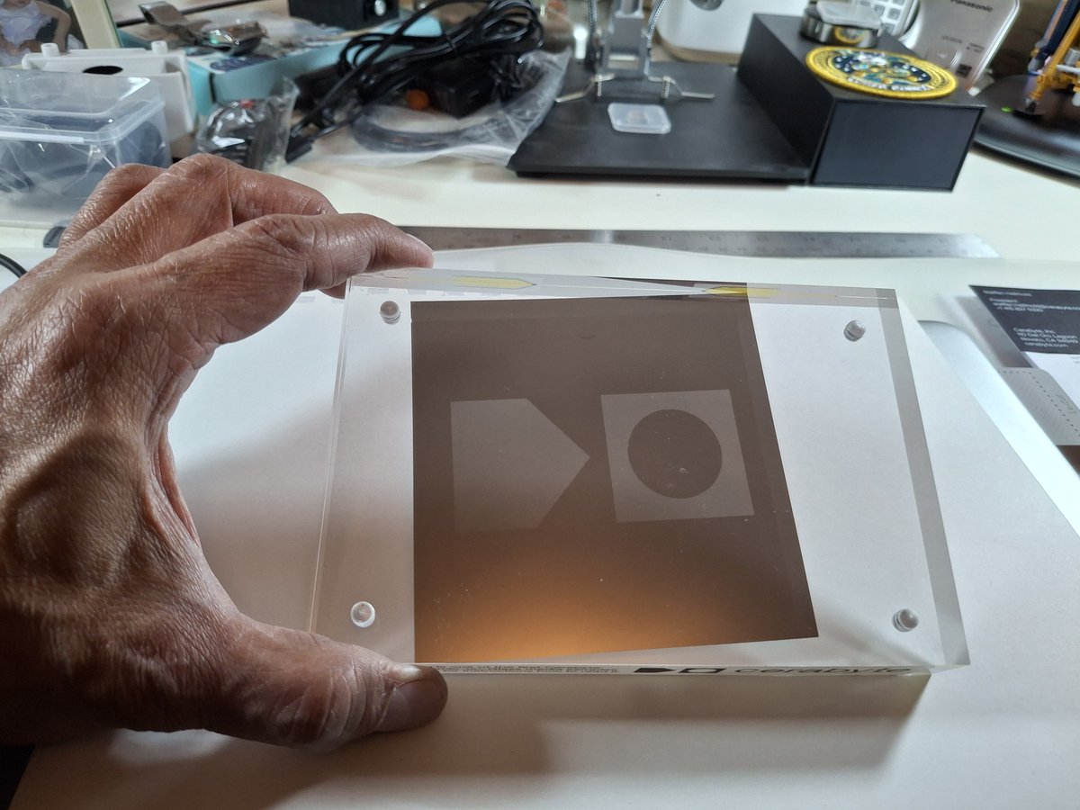 Semaphore's tweet image. I&apos;m holding one of the very first  Cerabyte ceramic-on-glass media samples, preserving a copy of the U.S. Constitution 

Cerabyte’s durable ceramic media enables unlimited data preservation and with zero maintenance, energy or media migration to retain the data.
