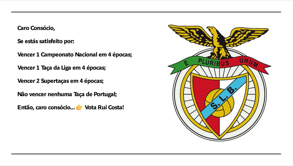 tiagojcgodinho's tweet image. Dia 8 de Novembro, manter tudo igual aos últimos 30 anos ou dar uma oportunidade a um rumo diferente.

A escolha é tua.

Viva o Incomparável, o Sport Lisboa e Benfica! 🔴⚪️