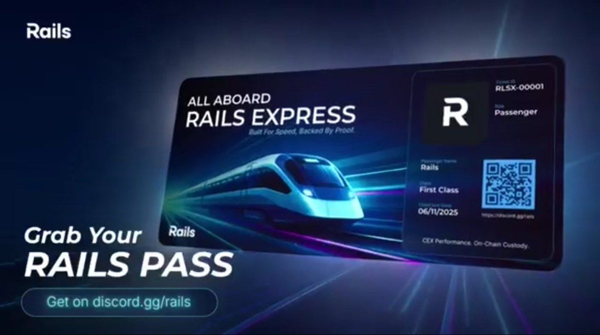 bluzabs_'s tweet image. 🚀 Your Rails Pass is now live! @rails_xyz

• $20.2M Funding 
• Cost: $0

Unlock your exclusive Discord Role and earn points and access special rewards.

- Claim yours at discord.gg/rails
- Go To #rails-claim &amp;amp; choose your class to generate your pass
-  Share it on X &amp;amp;…